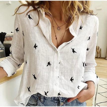 Lily | Women's Print Shirt White Bird