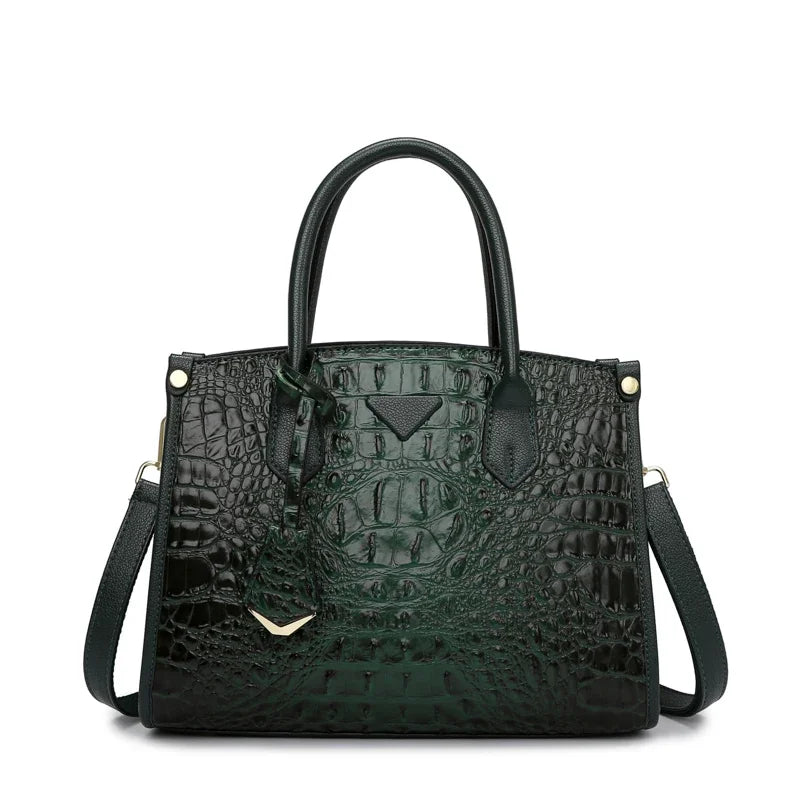 Vintage Crocodile Leather Designer Handbag Green Handbags