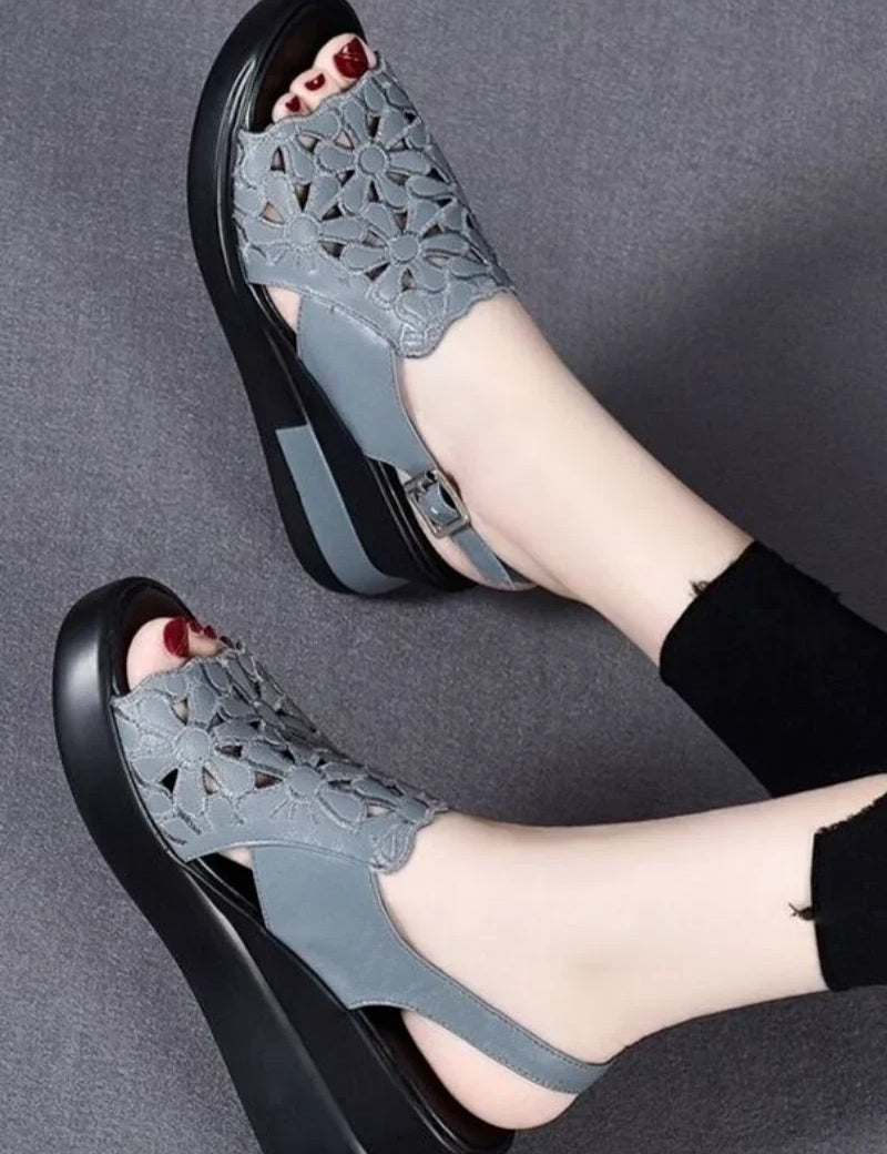 Belle™ | Arch-Supporting Wedge Sandals Blue Shoes & Sandals