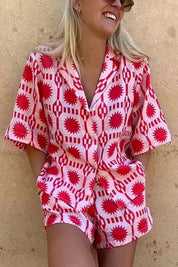 Janelle™ | Summer Patterned Set Red Dresses