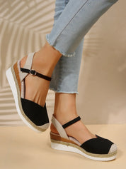 Courtney | Women's Closed Toe Wedge Sandals Black Shoes & Sandals
