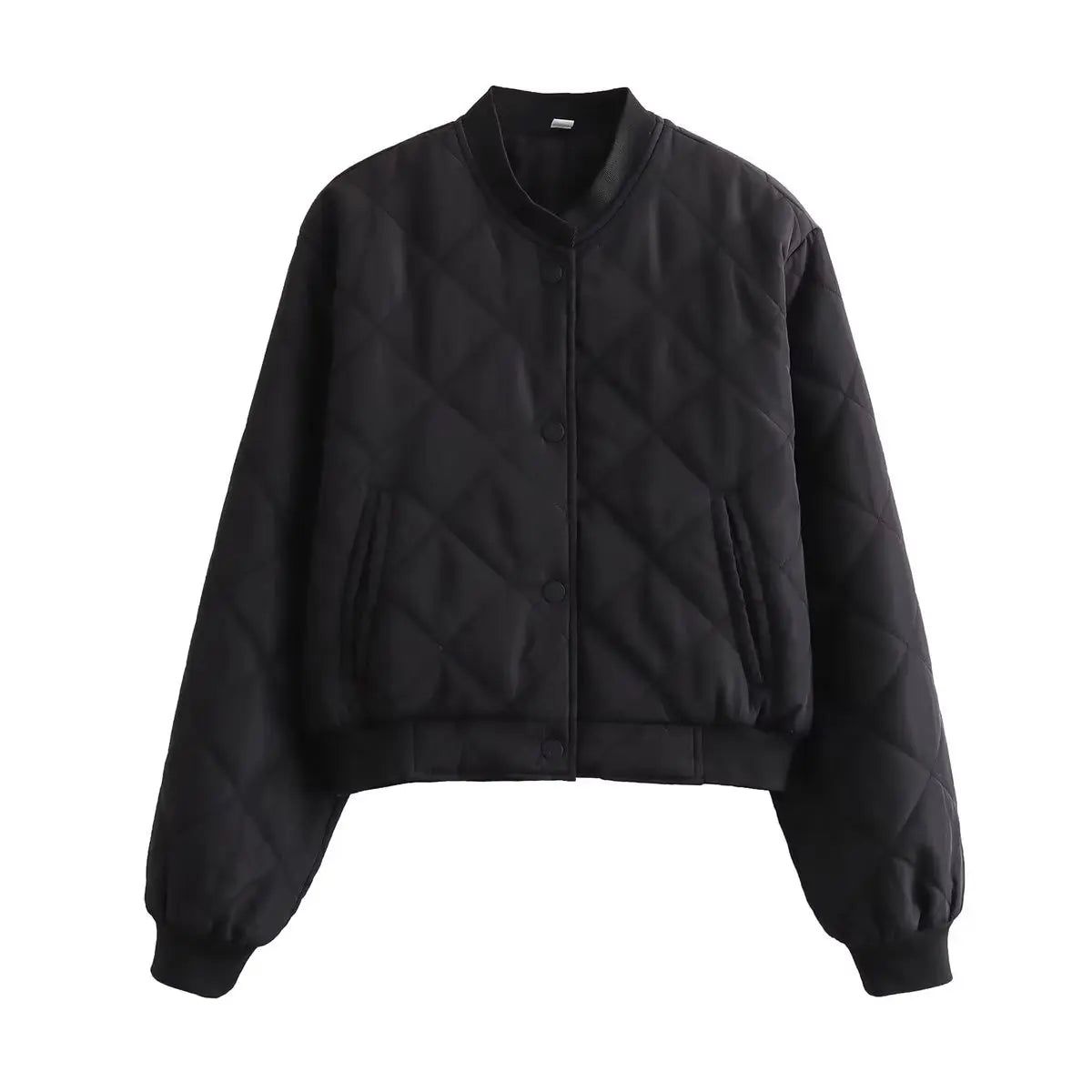 Women's Quilted Bomber Jacket Black Jacket