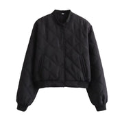 Women's Quilted Bomber Jacket Black Jacket