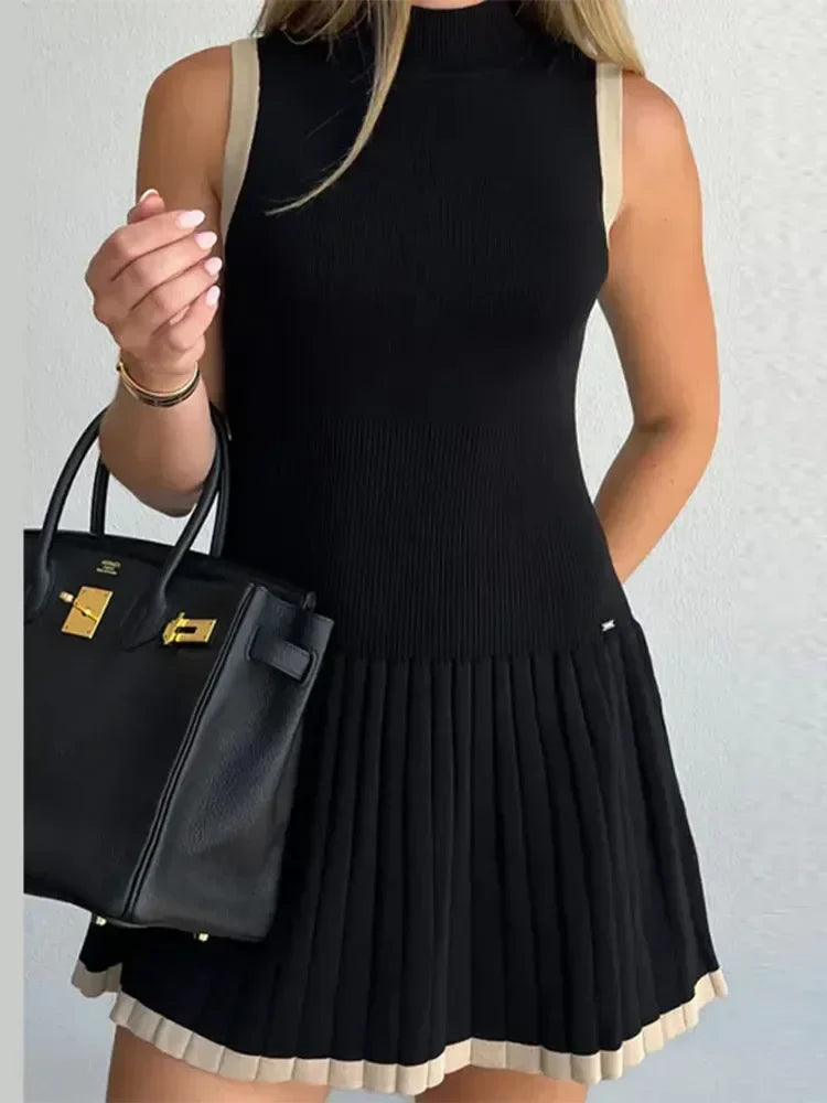 Soraya™ | Slimming Knitted Mini Dress Plain Black Dresses