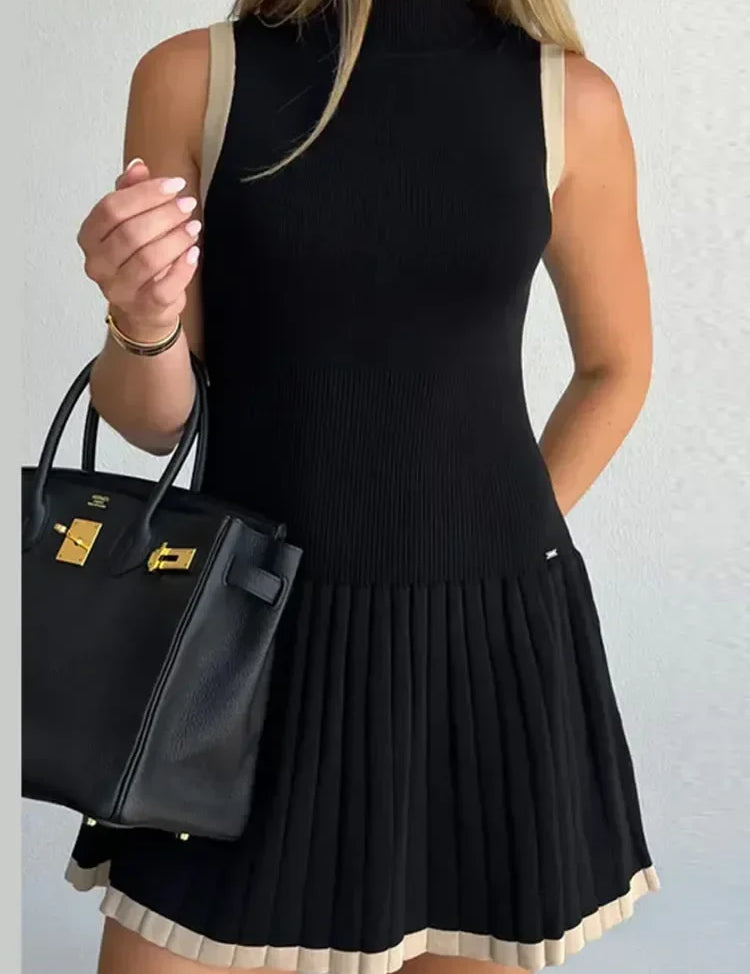 Soraya™ | Slimming Knitted Mini Dress Plain Black Dresses
