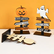 Wooden Pumpkin Ghost Halloween Halloween Decorations