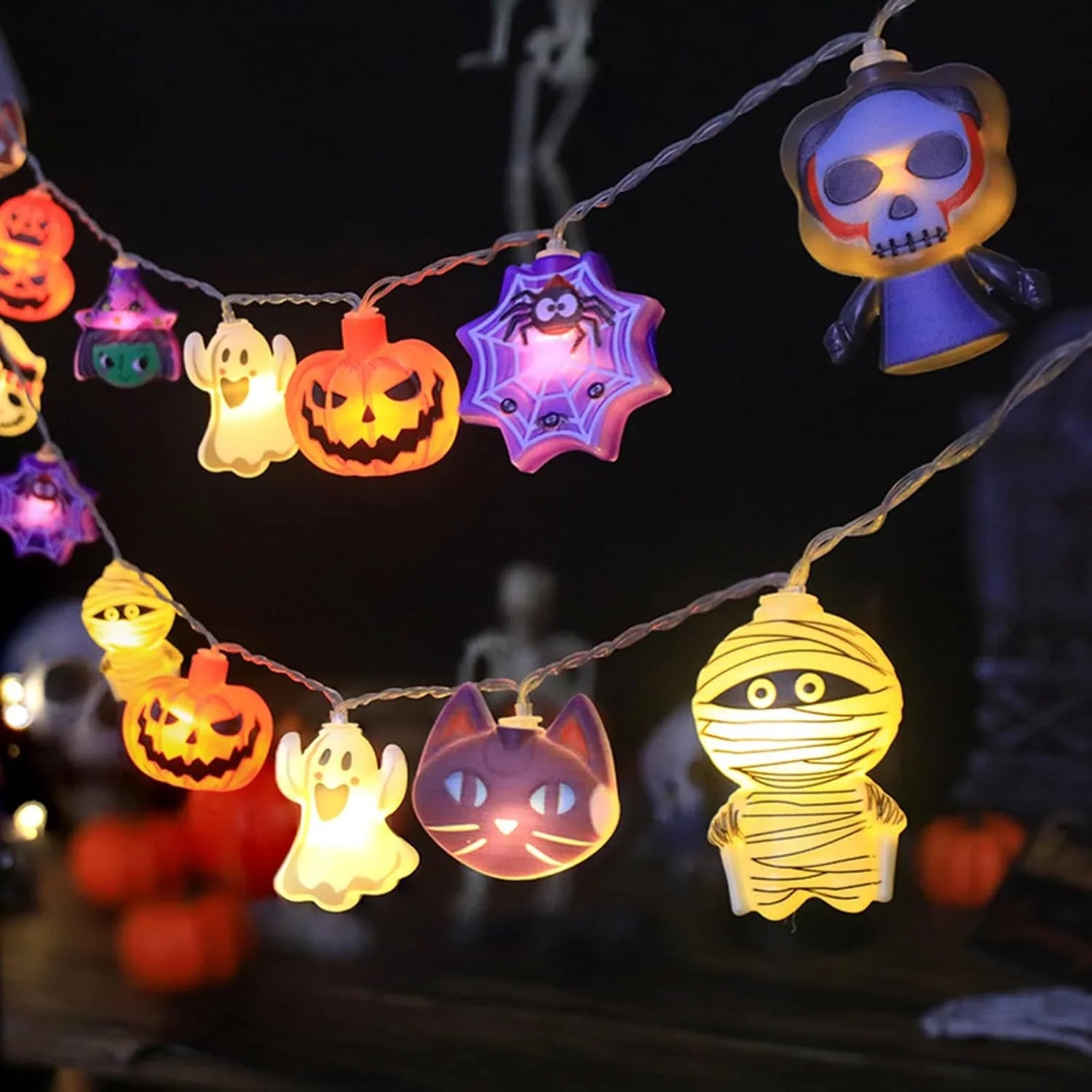 Spooky Pumpkin & Ghost LED String Lights Halloween Decorations
