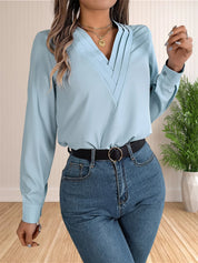 Pamela | Elegant Business Office Blouse Blue