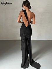 Hugcitar One‑Shoulder Ruched Maxi Dress Dresses