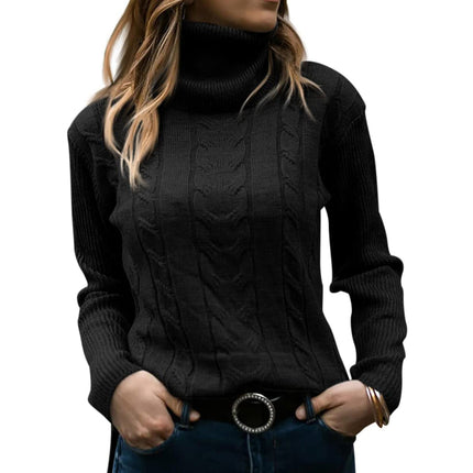 Women's Cozy Knitted Sweater Black Sweater
