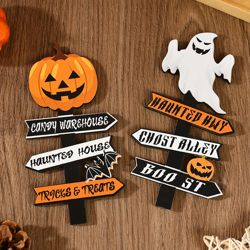 Wooden Pumpkin Ghost Halloween Halloween Decorations