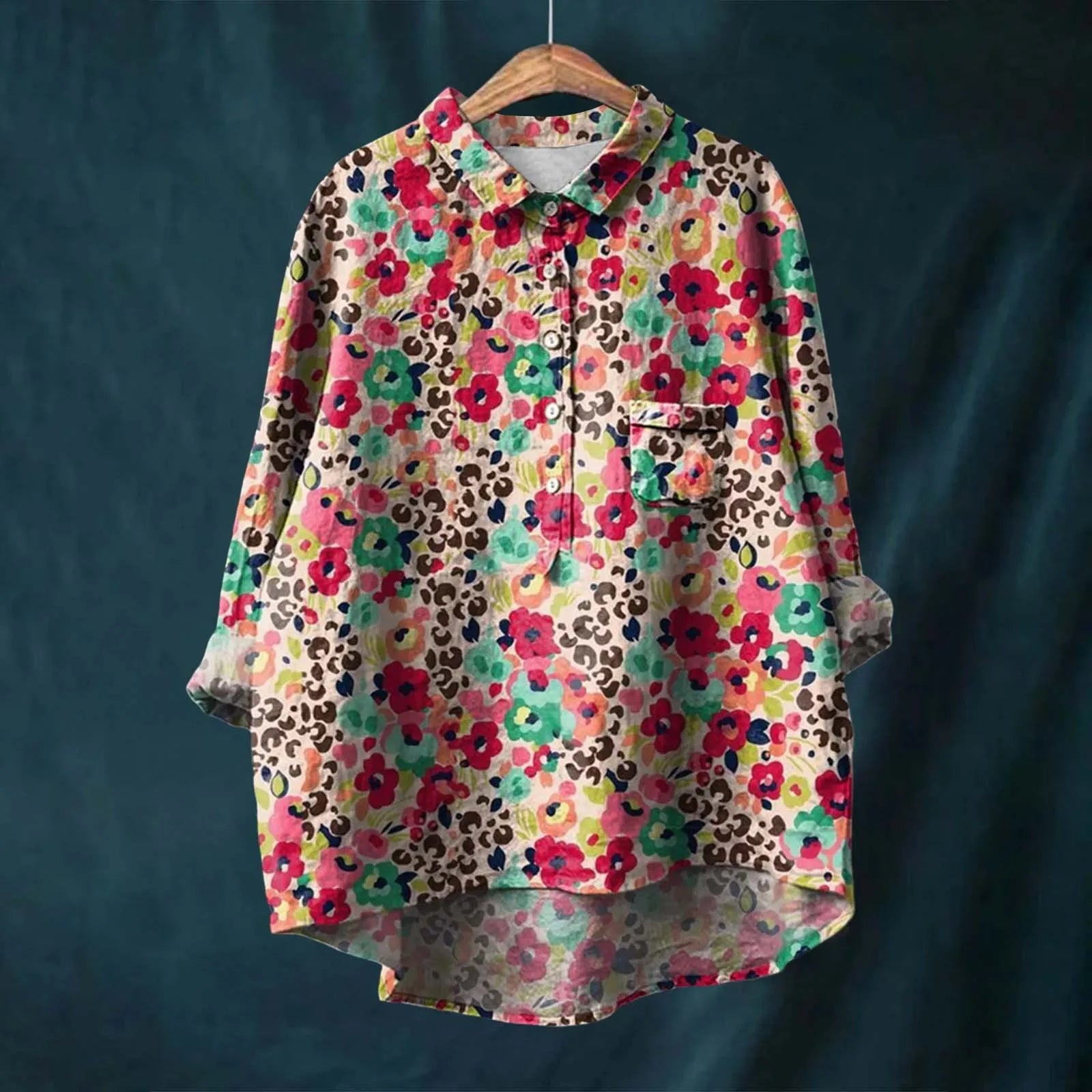 Liesa | Elegant Women's Floral Shirt Red