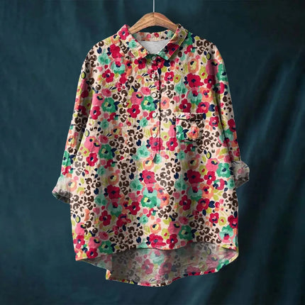 Liesa | Elegant Women's Floral Shirt Red