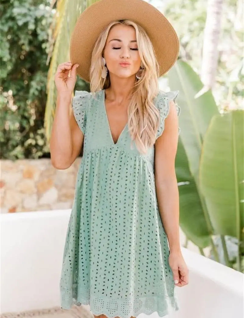 Divine™ | Luxury Lace Romper Dress Green Dresses