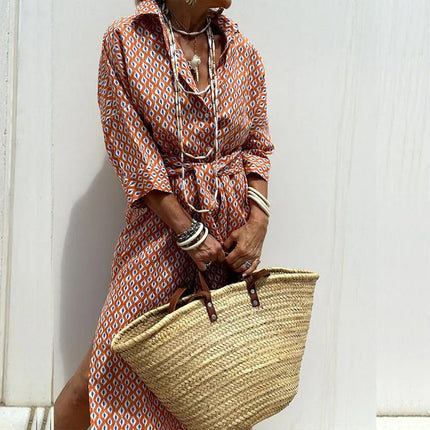 Karina™ | Elegant striped shirt dress Red Dresses