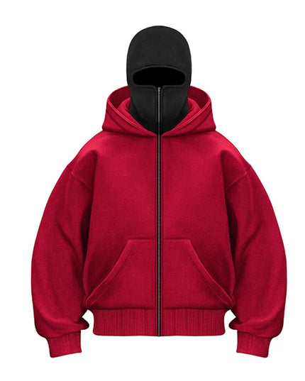 Benj™ | Urban Tactical Mask Hoodie Red Jackets
