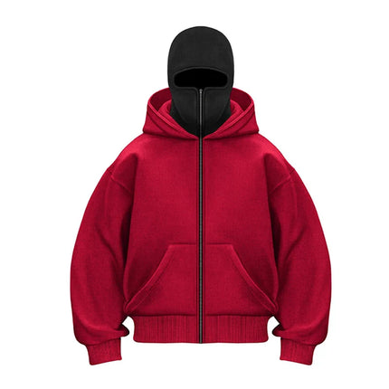 Benj™ | Urban Tactical Mask Hoodie Red Jackets