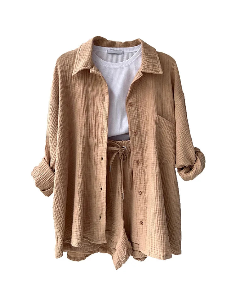 Carmen™ | Casual Cotton Set for Women Kahki