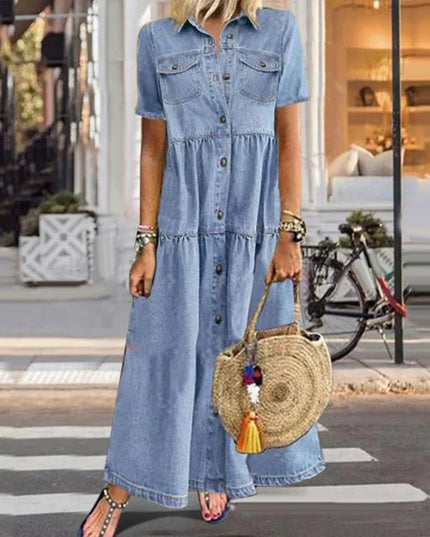 Layla™ | Long Denim Dress Light Blue Dresses