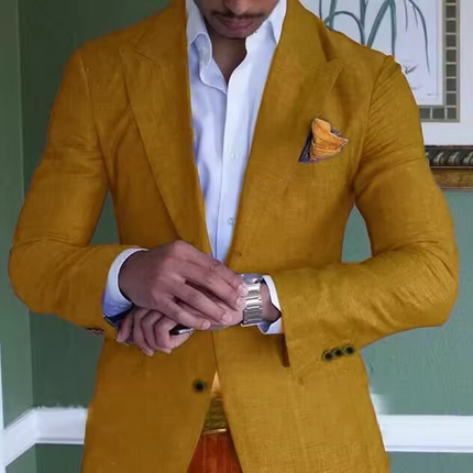 Men's Stylish Linen Blazer Gold Blazer