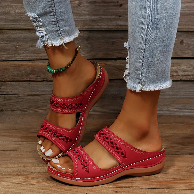 Diana | Chunky Orthopedic Sandals Red Shoes & Sandals
