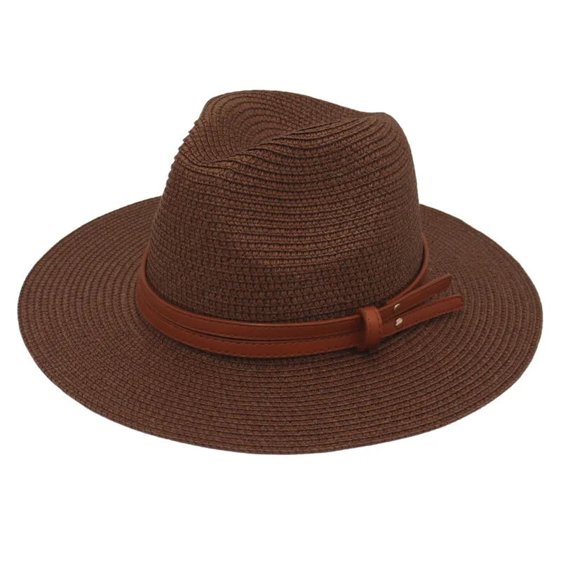Breathable Straw Panama Sun Hat Brown Hats