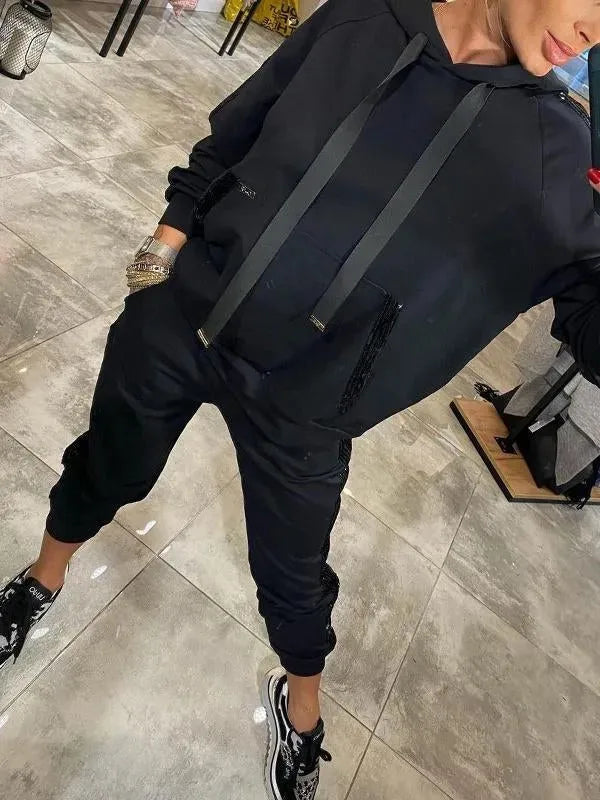 Yas™ | Everyday Essential Hoodie & Pants Duo Black Two piece set