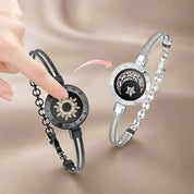 Sun and Moon totwoo Love Bracelets,Long Distance Relationship touch Light up & Vibrate Bracelets for Couples, Gifts Snake Black Sliver Jewellery