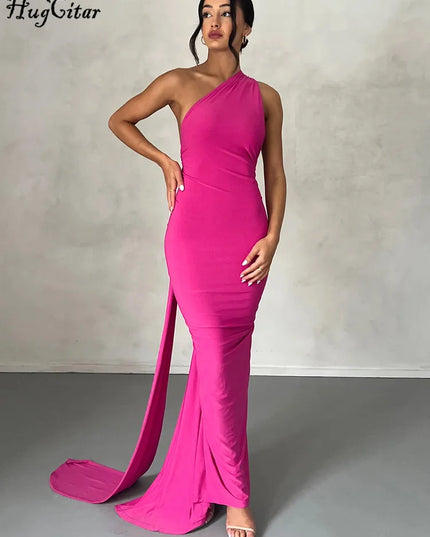 Hugcitar One‑Shoulder Ruched Maxi Dress Dresses
