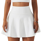 Women's Sports High Waisted Short Skirt Comfortable Breathable Belt Safety Pants and Pocket Tennis Yoga Golf Mini Skirt