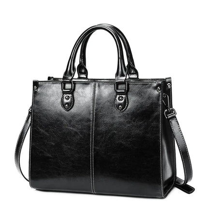 Elegant Genuine Leather Women's Tote Bag Black Tote Bags