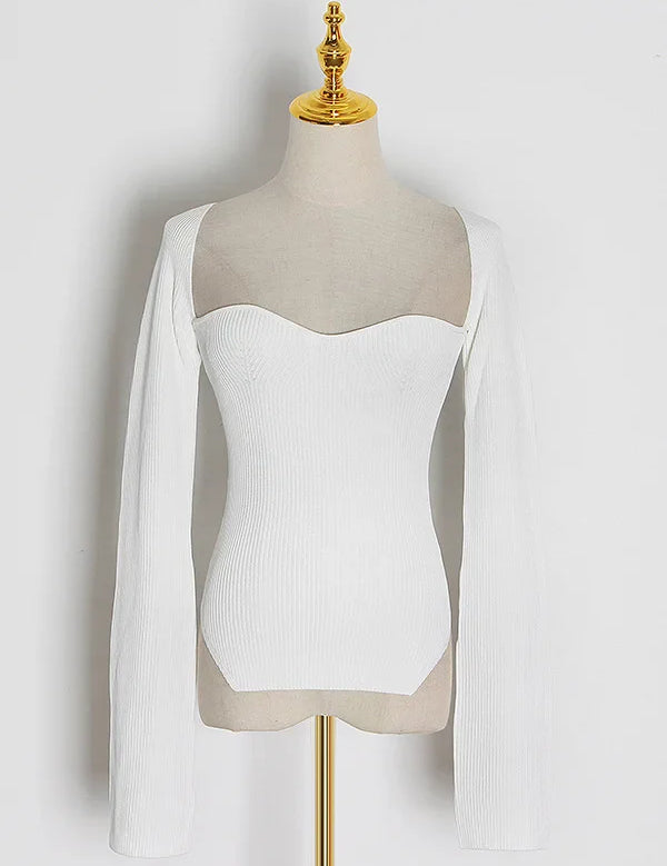 Anthea™ | Square Collar Knitted Sweater Sweaters