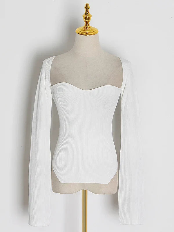 Anthea™ | Square Collar Knitted Sweater Sweaters