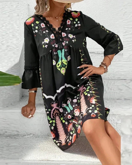 Allisa - Artistic Boho Print Dress