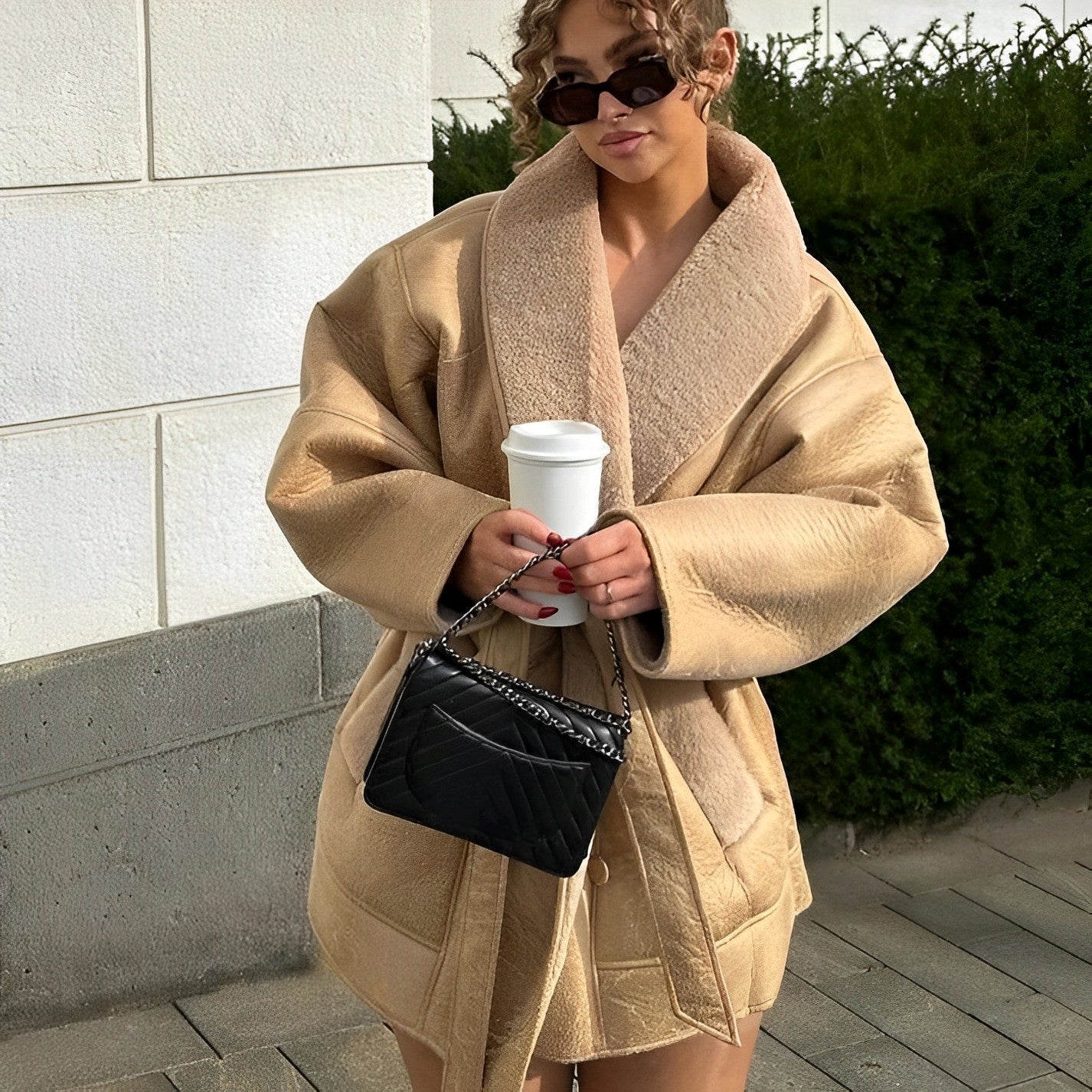 Fashion Lambswool Leather Jacket Winter Jacket