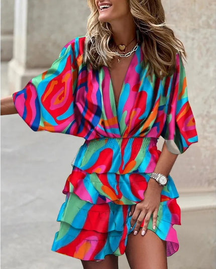 Dahlia™ | Mid Sleeved Summer Dress Multicolored Dresses
