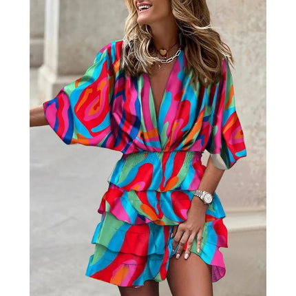 Dahlia™ | Mid Sleeved Summer Dress Multicolored Dresses