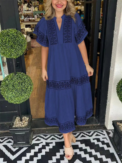 Araceli™ | Women's V-Neck Boho Dress Blue Dress