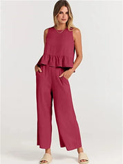 Amara™ | Casual Summer Co-ord Red Two piece set