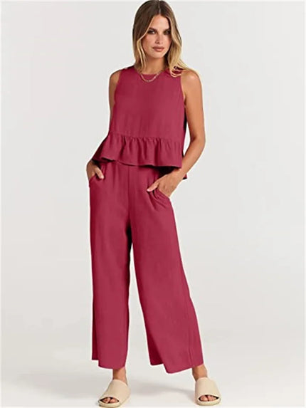 Amara™ | Casual Summer Co-ord Red Two piece set