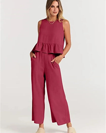 Amara™ | Casual Summer Co-ord Red Two piece set