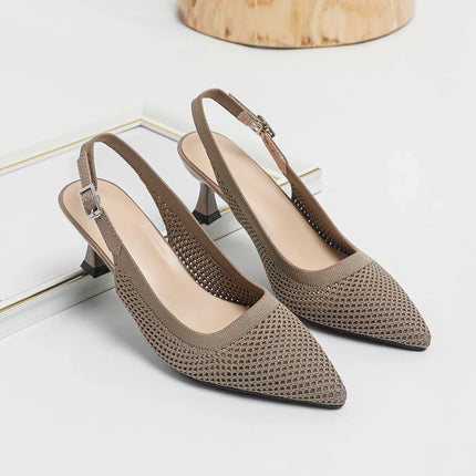 Maya | Elegant and Comfortable Mid-Heel Shoes Khaki Shoes & Sandals