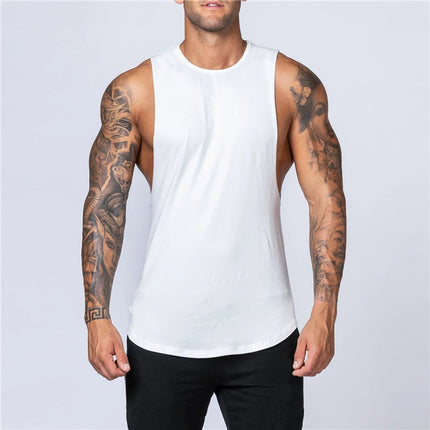 Men's Breathable Cotton Gym Tank Top WHITE Tank Top