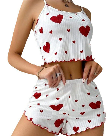 Women’s Love-Print Pajama Set red Women's Tops