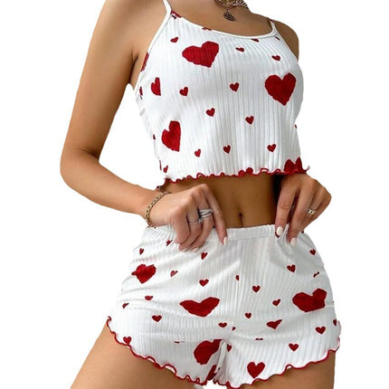 Women’s Love-Print Pajama Set red Women's Tops