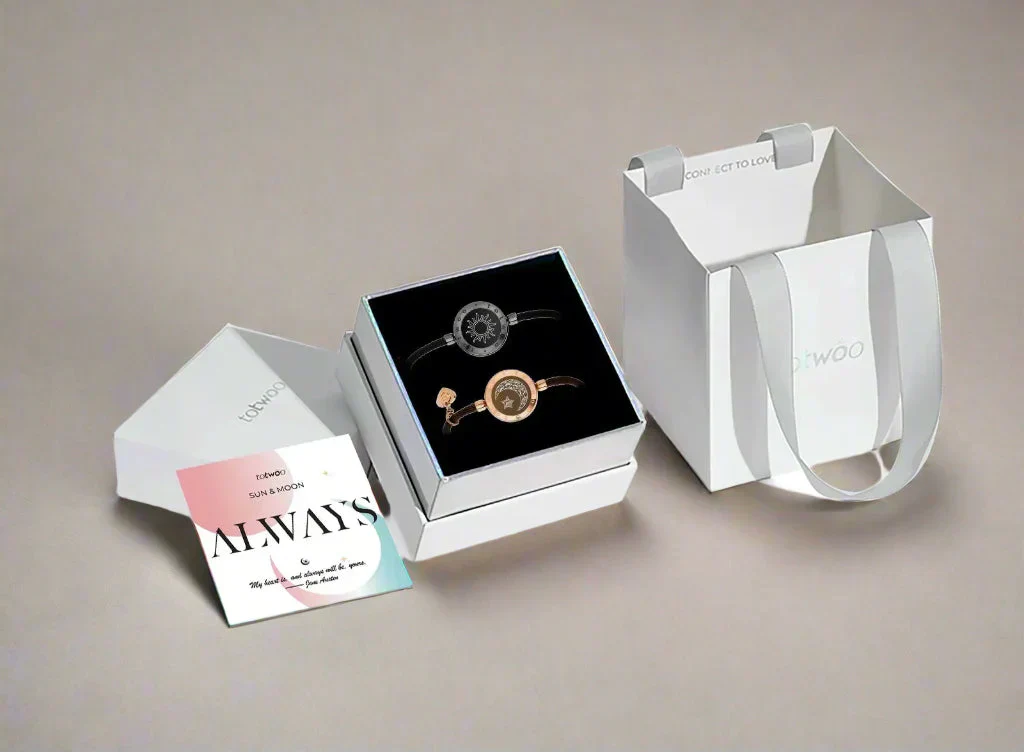 Sun and Moon totwoo Love Bracelets,Long Distance Relationship touch Light up & Vibrate Bracelets for Couples, Gifts Jewellery