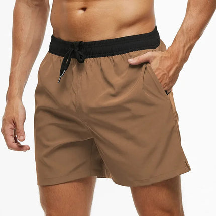 Men's Quick-Dry Swim Trunks with Zipper Pockets BlackKhaki Shorts