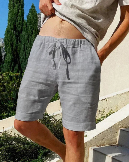 Men’s Cotton-Linen Breathable Street Shorts Gray Shorts