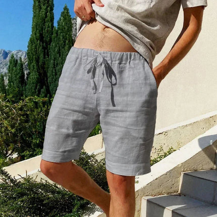 Men’s Cotton-Linen Breathable Street Shorts Gray Shorts