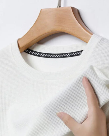 Men’s Summer Waffle Knit Round Neck T-Shirt – Lightweight Casual Tee Men T-Shirts